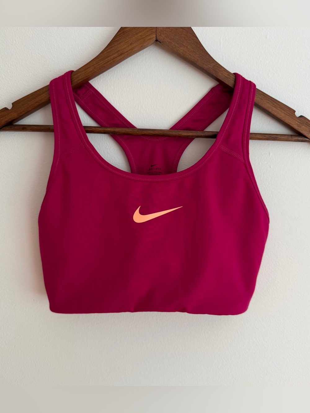 Nike Dri-FIT Pro Classic Sports Bra Magenta Pink Coral Swoosh Racerback Medium M - Picture 7 of 7